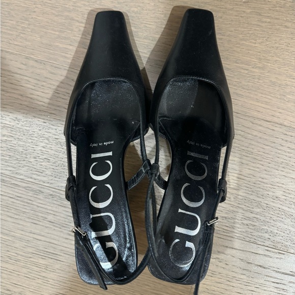 Slingback Square Toe Pumps (black, 34.5, worn once) - Picture 2 of 4